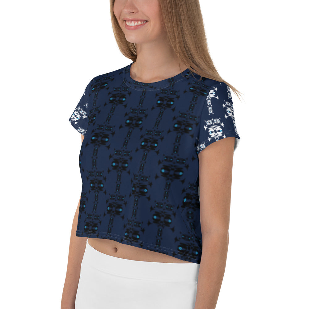 全面プリントクロップTシャツ・イジドール模様紺【CA001- TCT002】