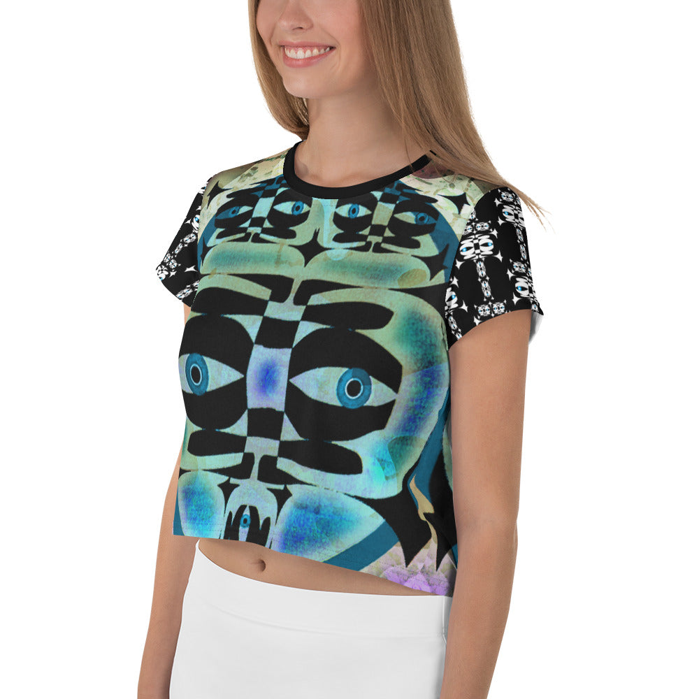 全面プリントクロップ・Tシャツ・マーブルイジドール【CA001-TCT004】