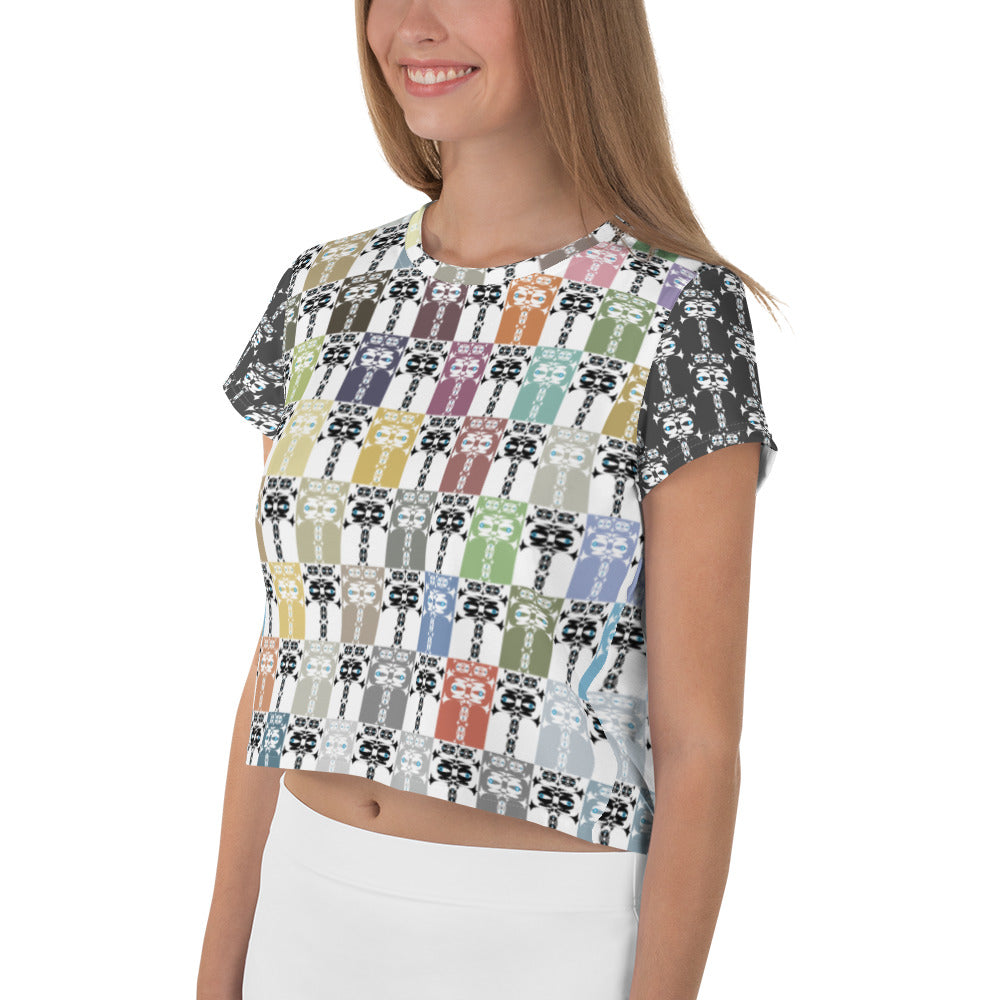 全面プリントクロップTシャツ・イジドール格子柄ソフト【CA001- TCT013】