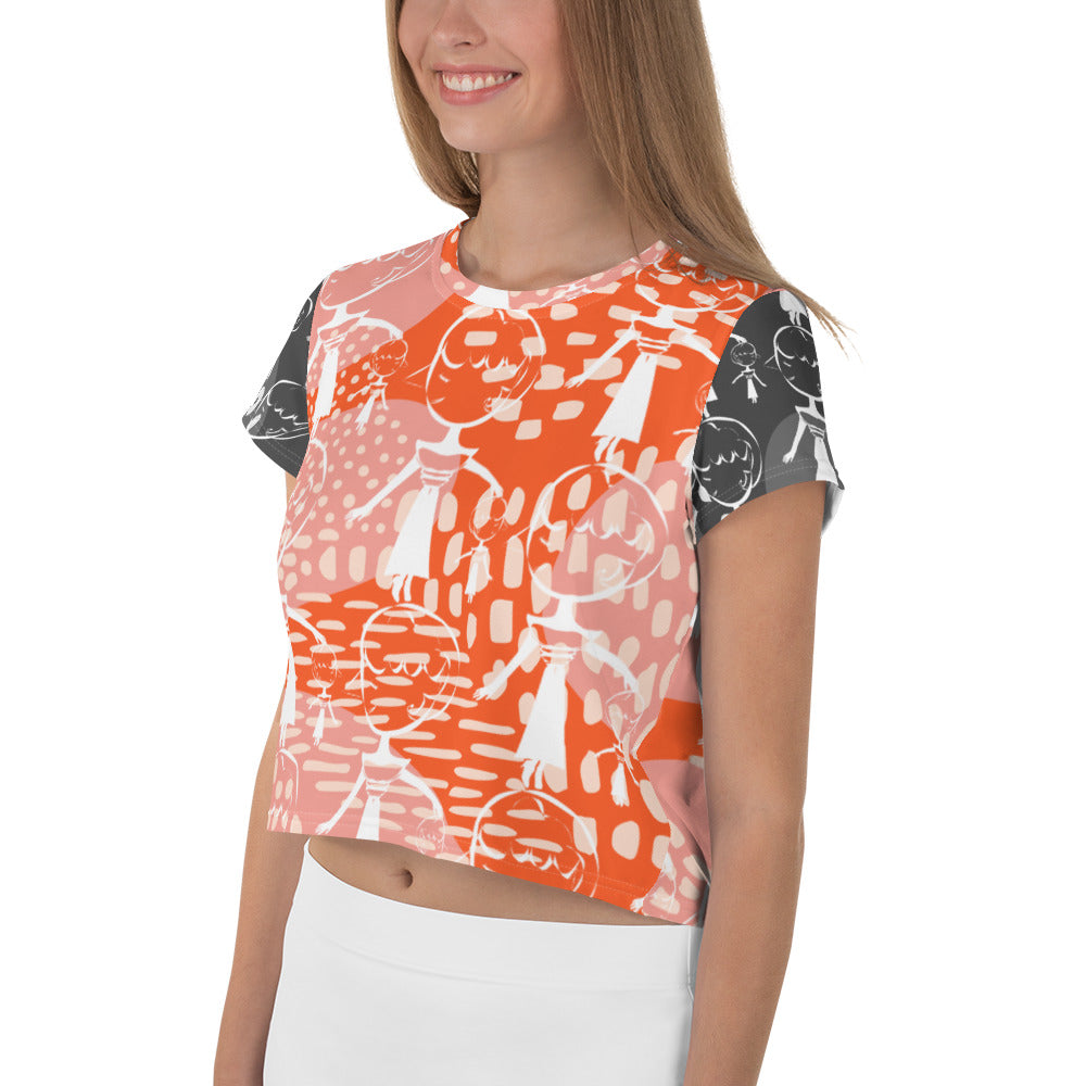 全面プリントクロップTシャツ・・マダムペシェーラモダン【LG015- TCT006】