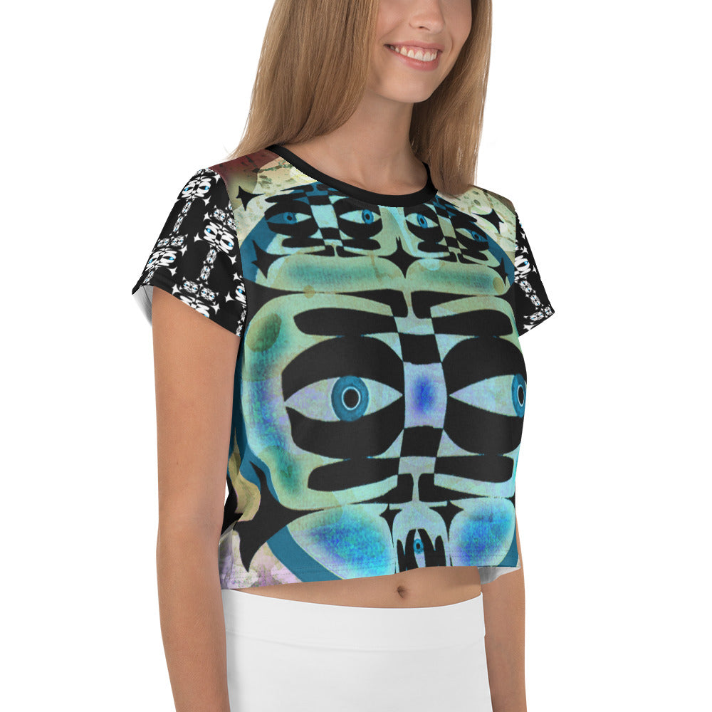 全面プリントクロップ・Tシャツ・マーブルイジドール【CA001-TCT004】