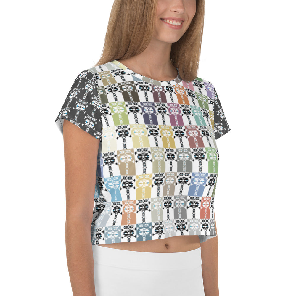 全面プリントクロップTシャツ・イジドール格子柄ソフト【CA001- TCT013】