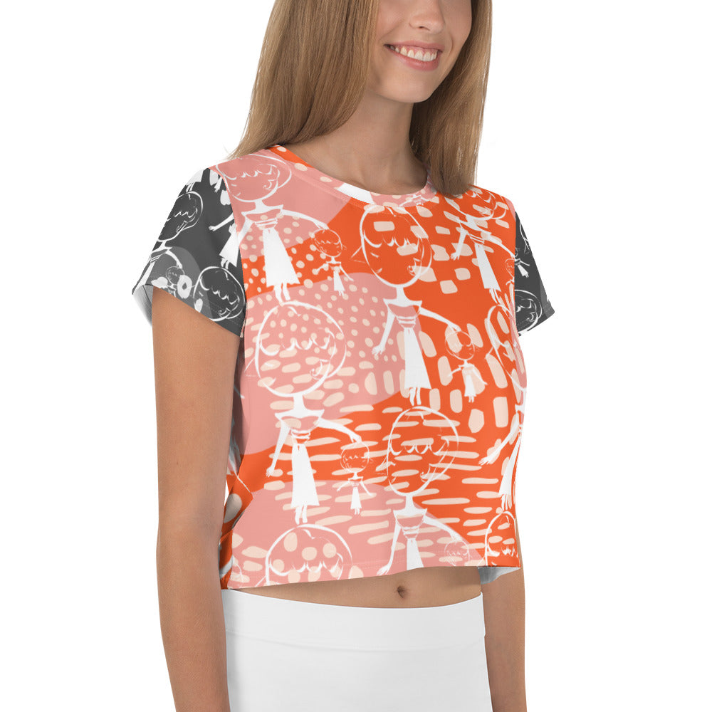 全面プリントクロップTシャツ・・マダムペシェーラモダン【LG015- TCT006】