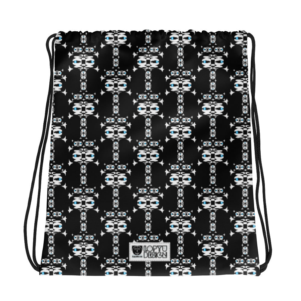 ドローストリングバッグ・イジドール模様黒地【CA001- DSB002】