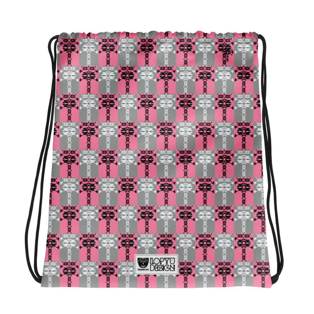 ドローストリングバッグ・イジドール格子柄ピンク【CA001- WP022】