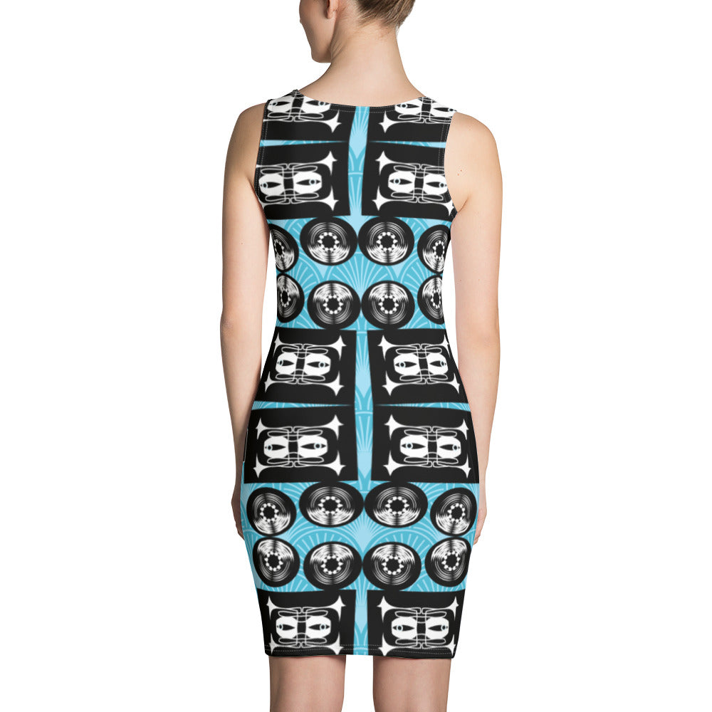 昇華プリントカットソーワンピース・きゃらあくたあロゴ模様ブルー【LG014- CSOP018】