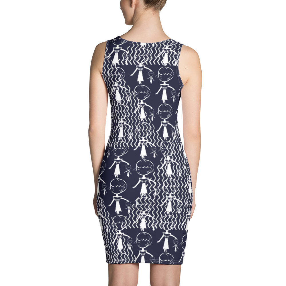 昇華プリントカットソーワンピース・マダムペシェーラ模様エメラルドグリーン【CA015- CSOP011】