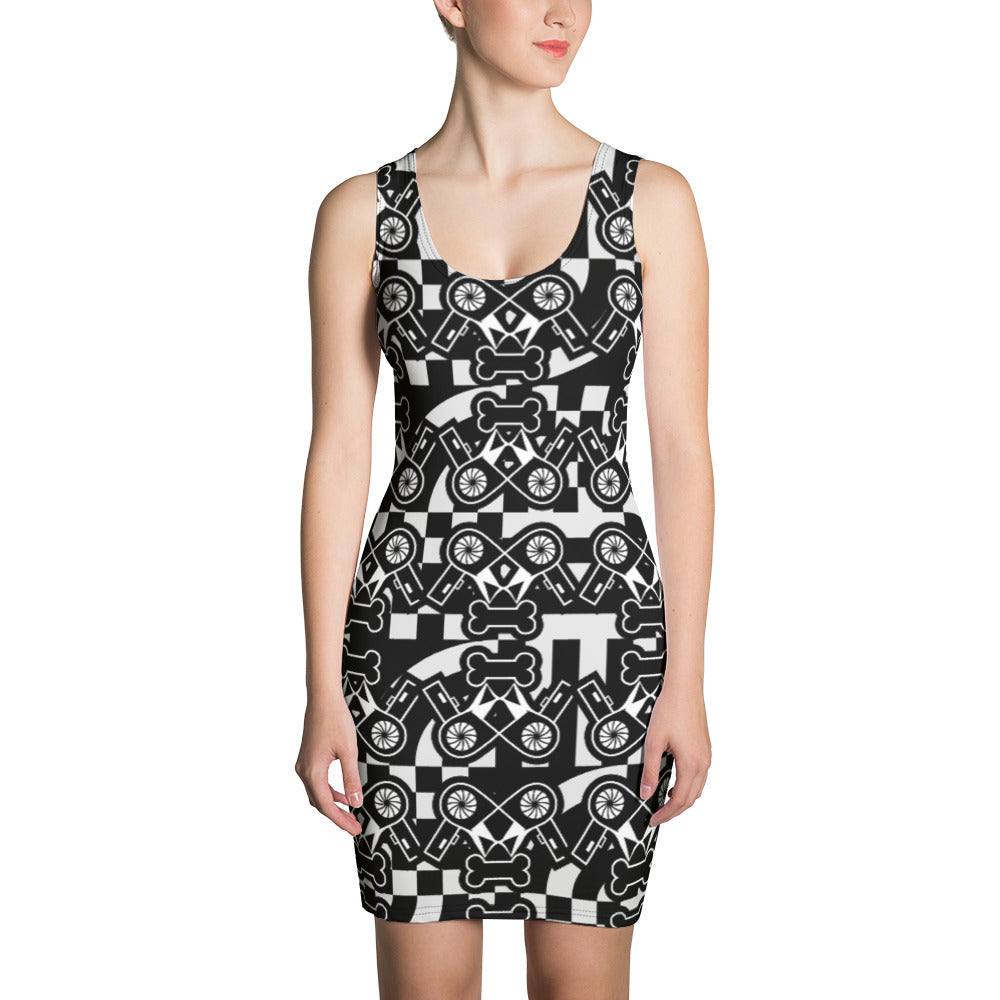 昇華プリントカットソーワンピース・ドライボウンズノワールモダン【LG013- CSOP023】