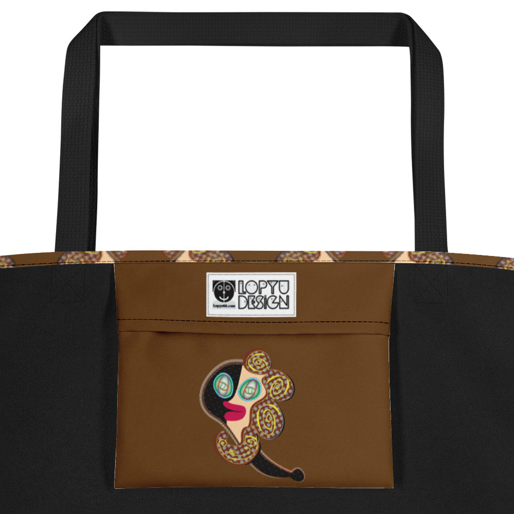 ビーチバッグ・ラメコ模様茶地【CA002- BB006】