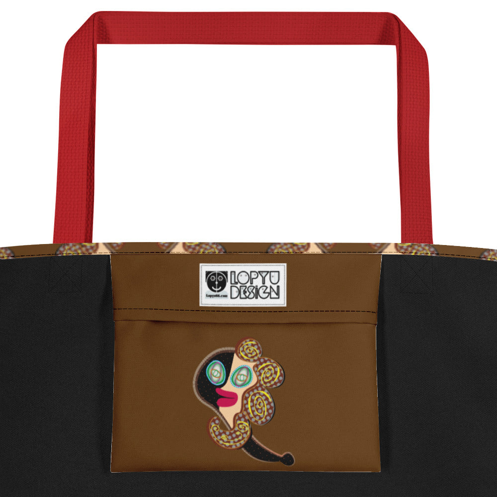 ビーチバッグ・ラメコ模様茶地【CA002- BB006】