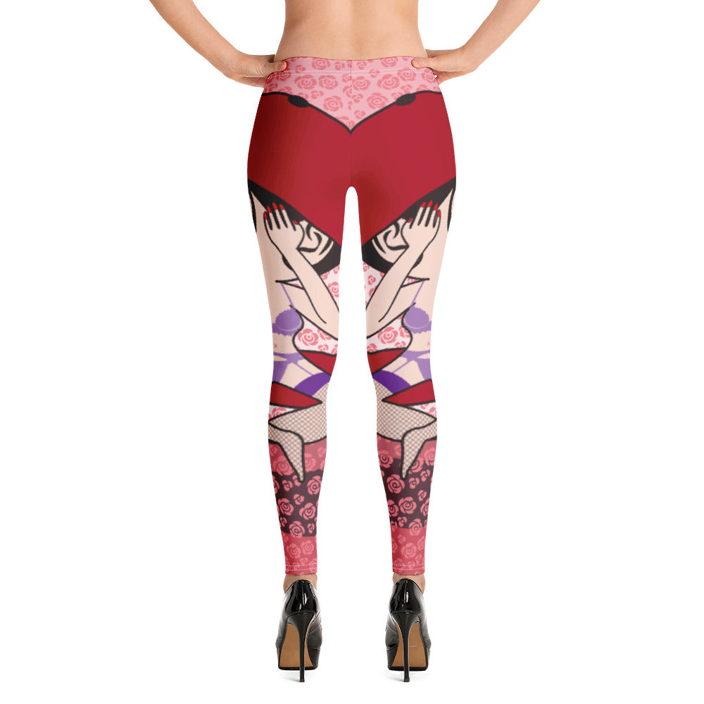 全面プリントレギンス・アネゴッティ/薔薇ピンク【CA030- LGL014】