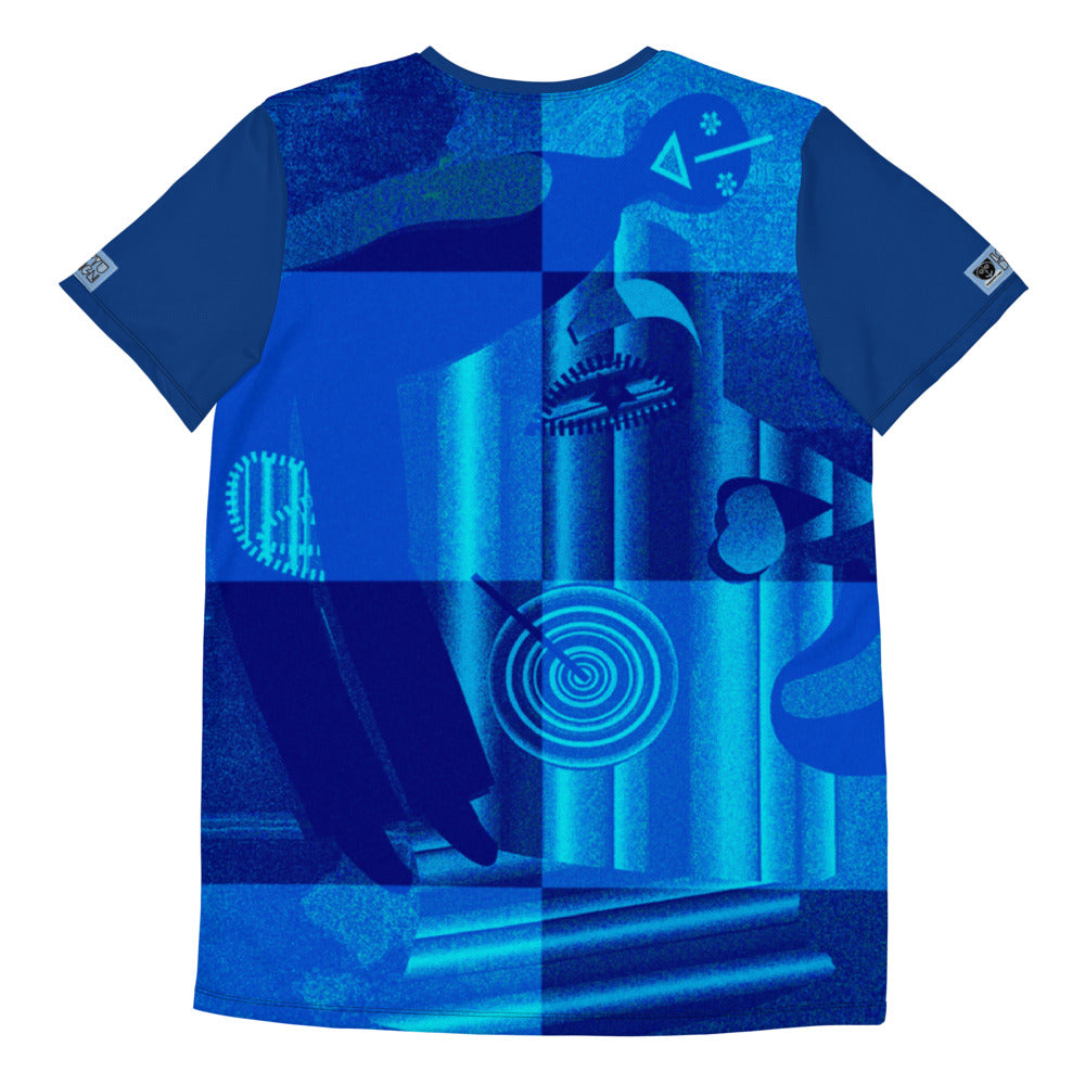 メンズ全面プリントアスレチックTシャツ・ブルーインティミライ濃青【CA012- TATM006】