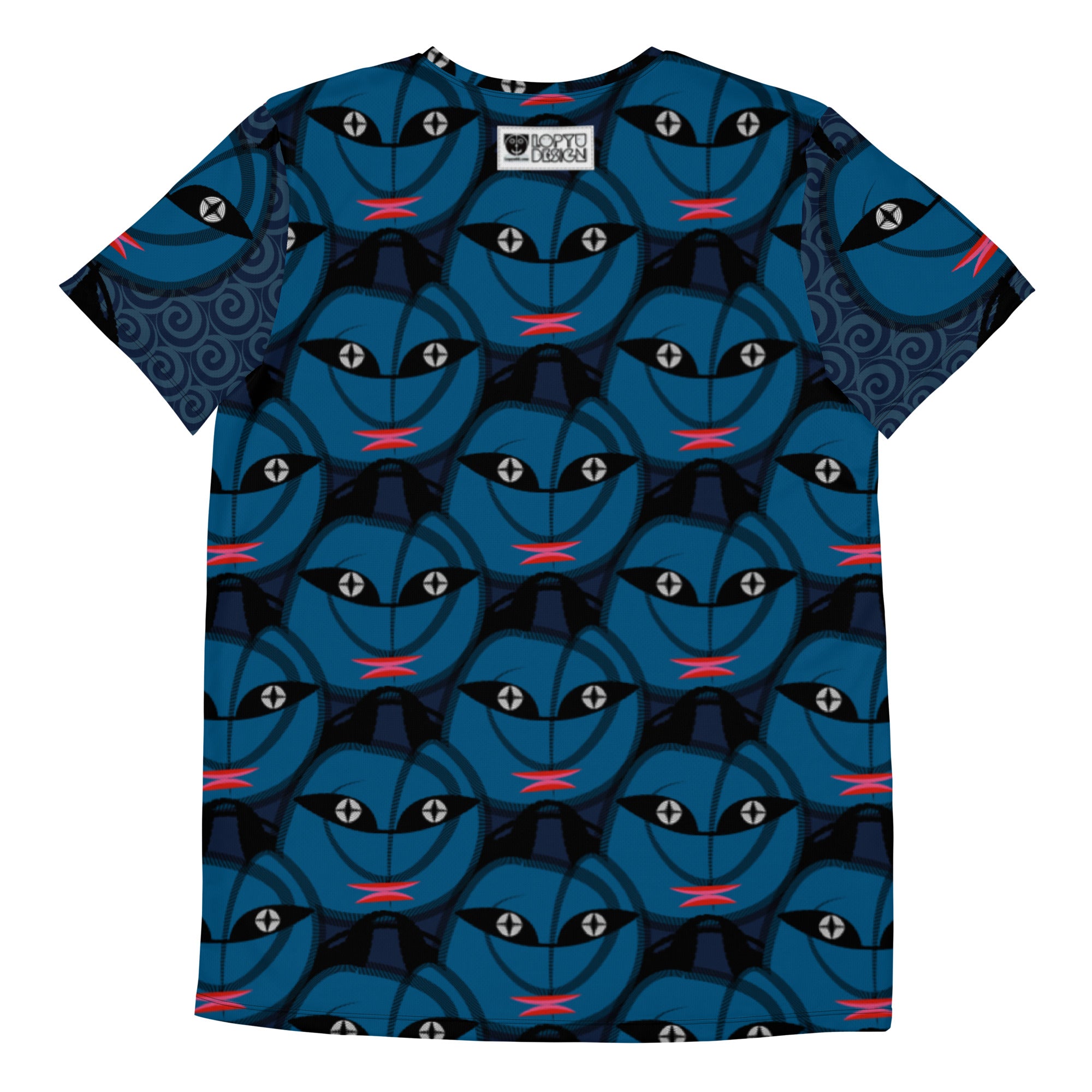 メンズ全面プリントアスレチックTシャツ・青トートボーイ黒【CA017- TATM012】