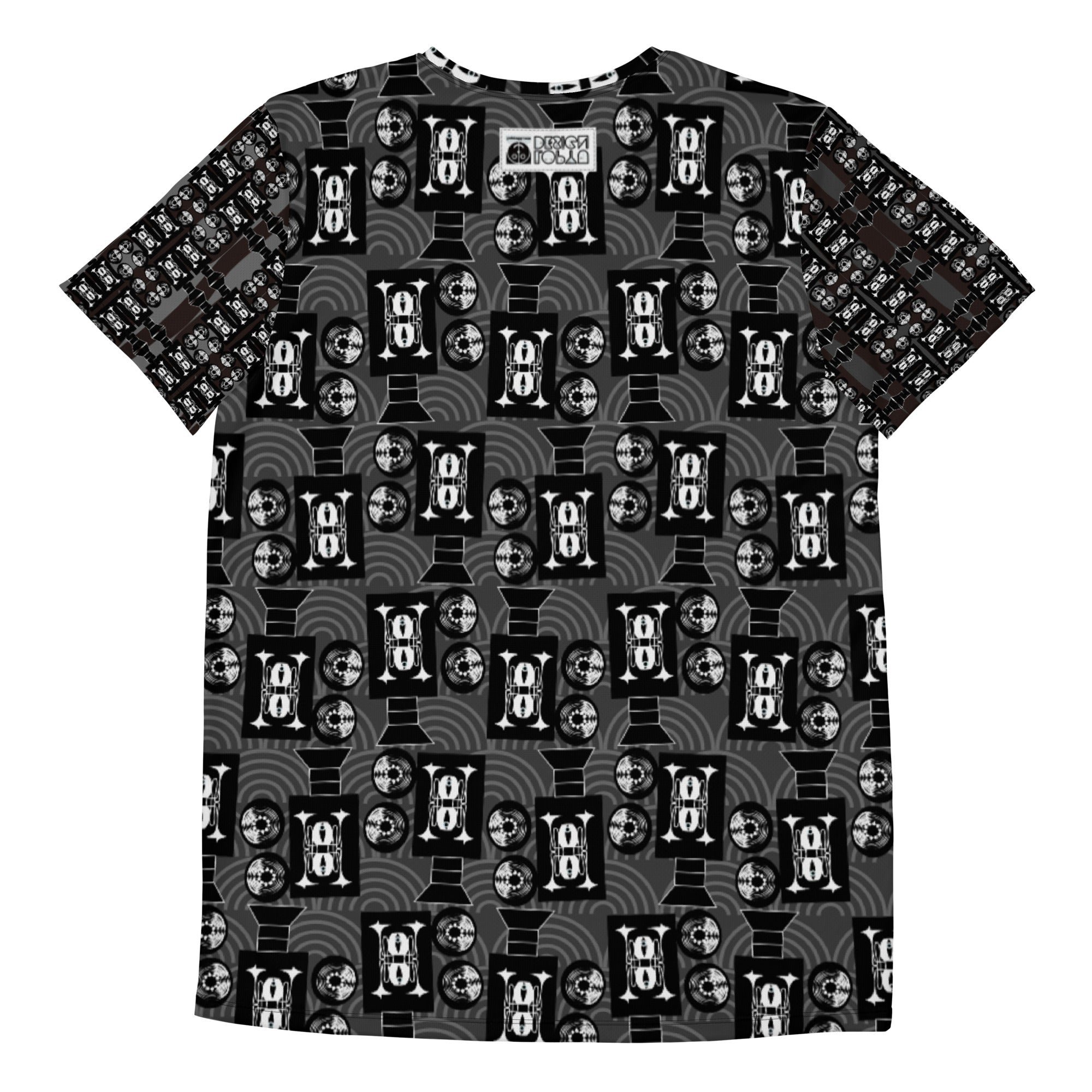 メンズ全面プリントアスレチックTシャツ・きゃらあくたあロゴ黒【LG003- TATM009】