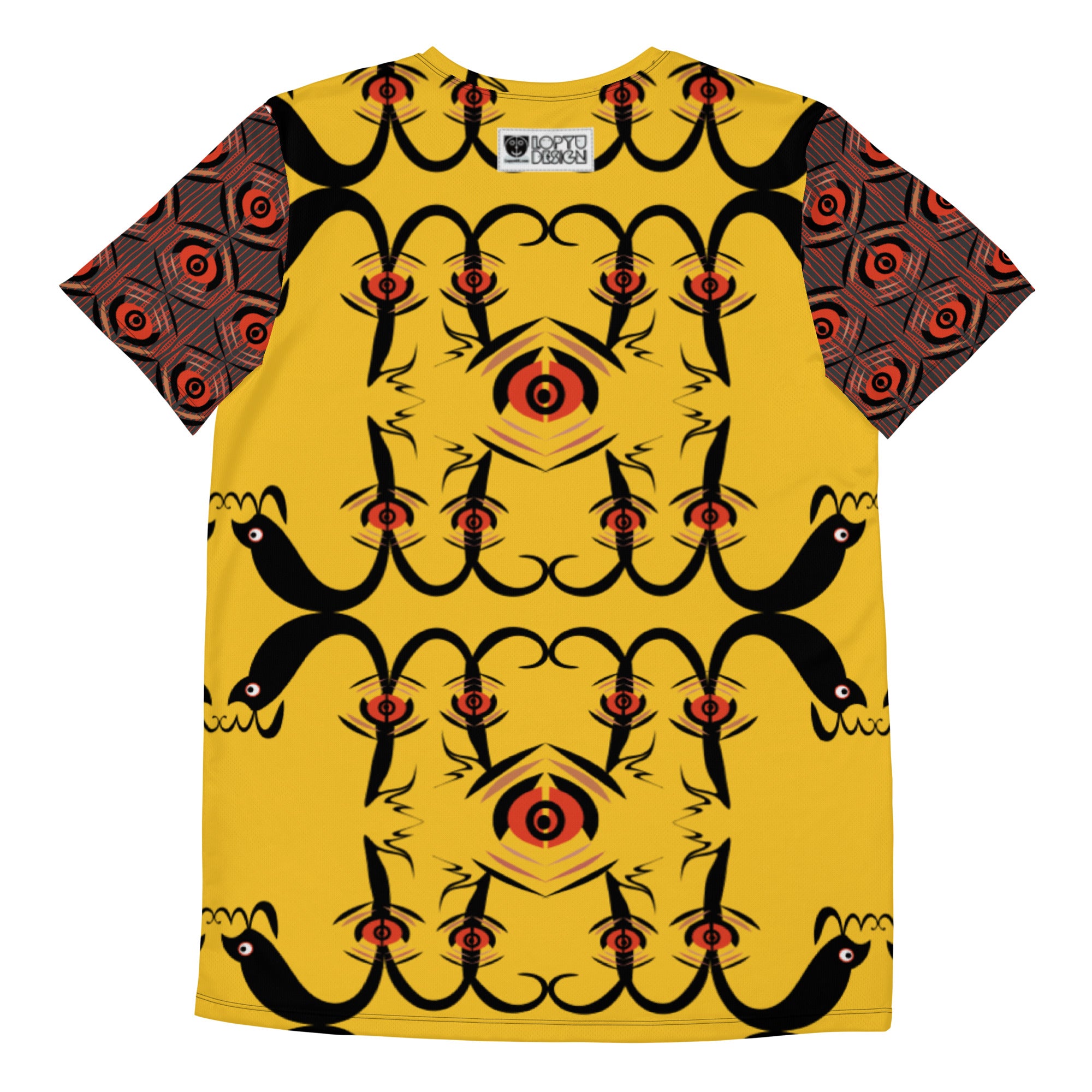 メンズ全面プリントアスレチックTシャツ・プルノウ黄【CA071- TATM008】