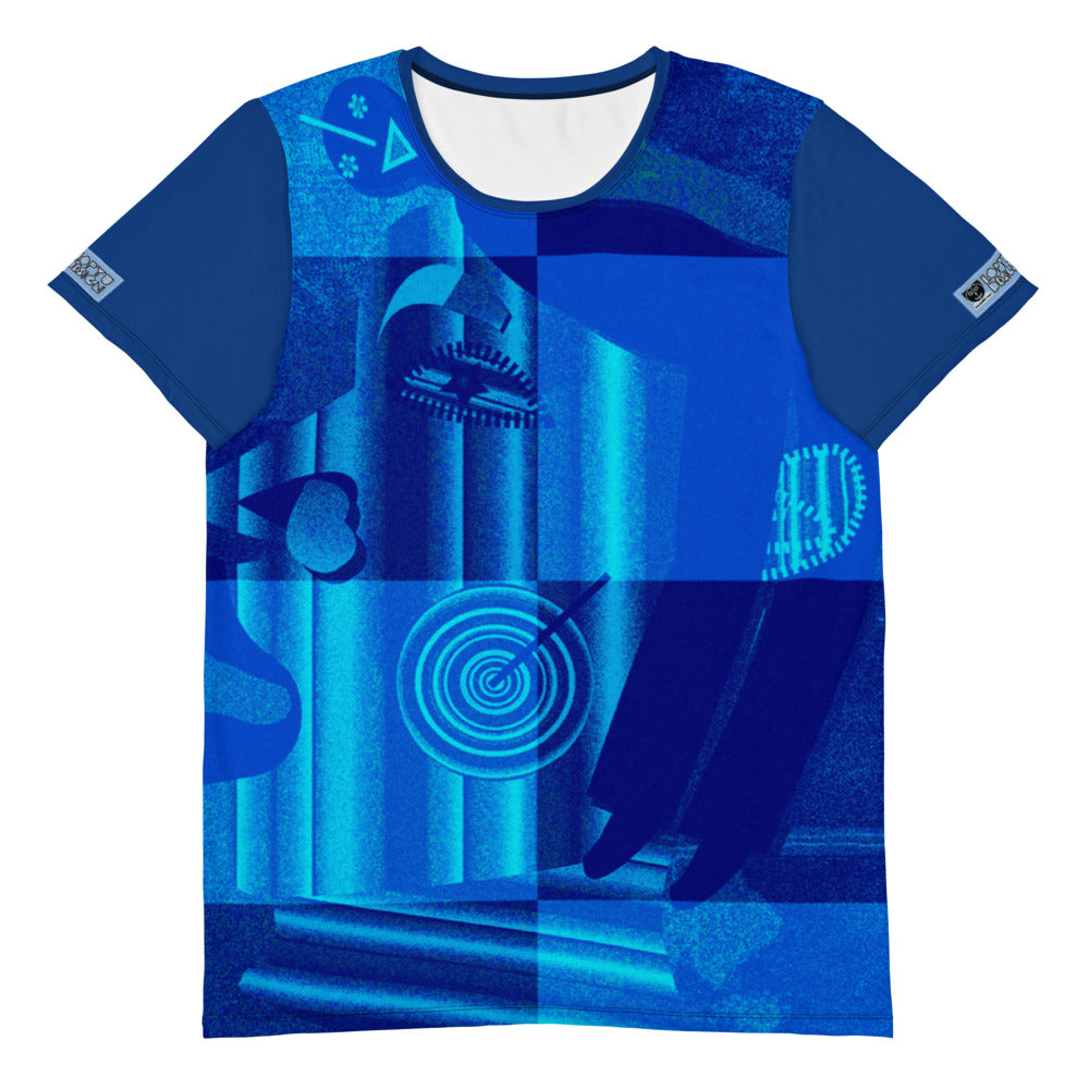 メンズ全面プリントアスレチックTシャツ・ブルーインティミライ濃青【CA012- TATM006】