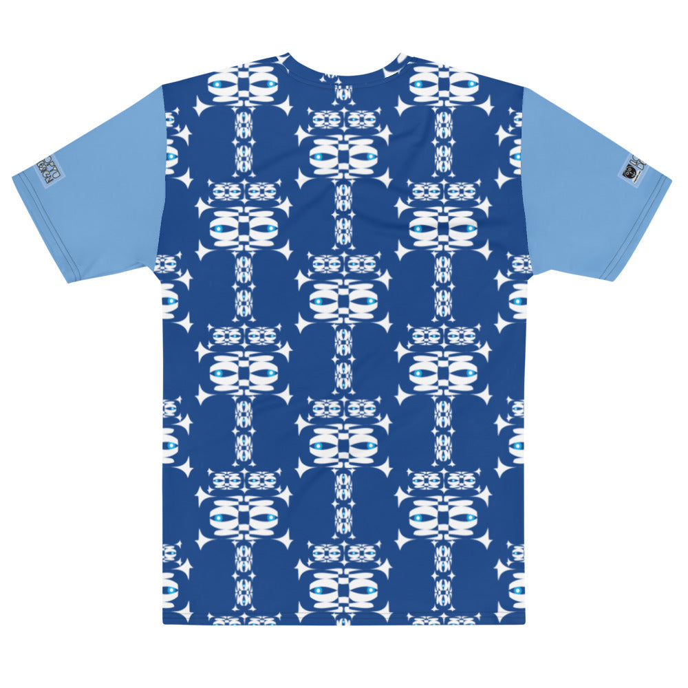 メンズTシャツ・白イジドール模様青【CA001- TCNM003】