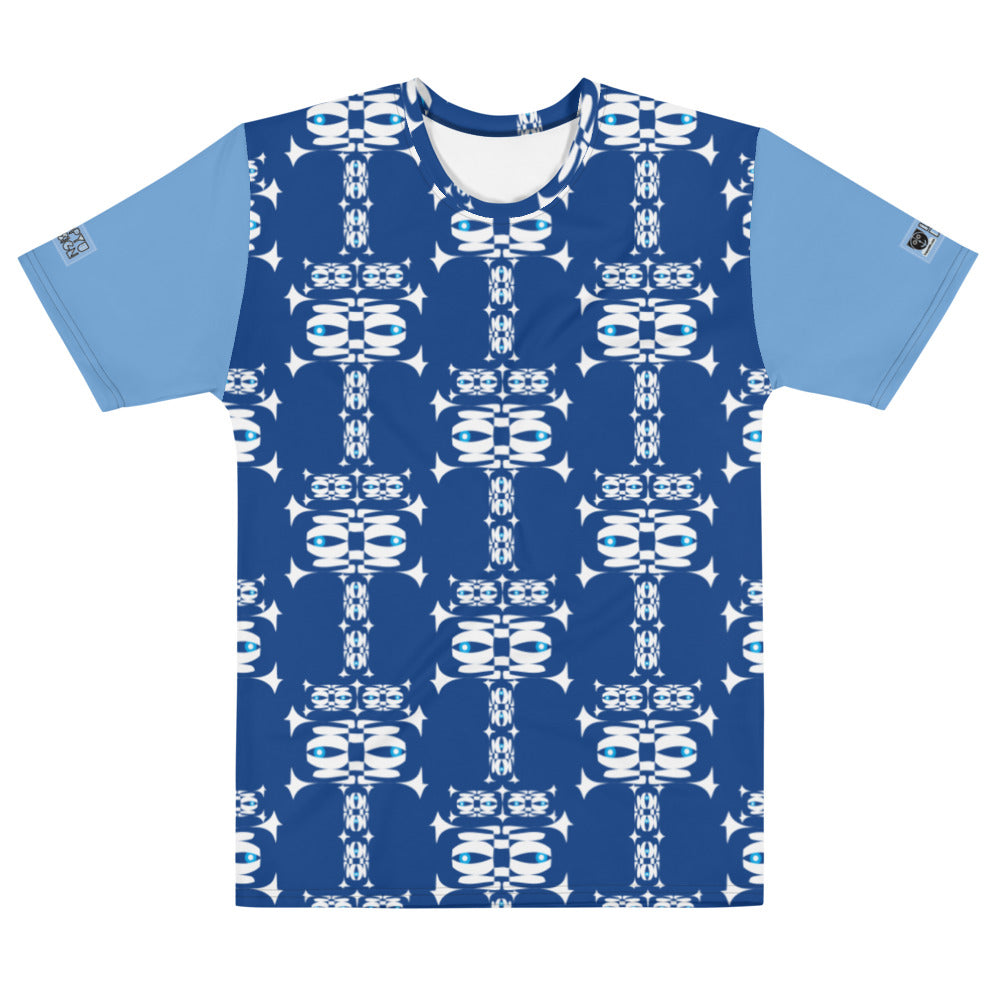 メンズTシャツ・白イジドール模様青【CA001- TCNM003】