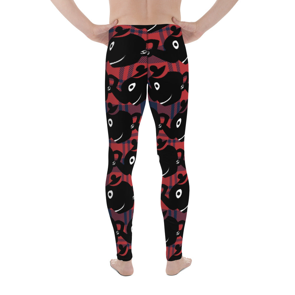 全面プリントメンズレギンス・黒TEABREAKER(タータンチェック【LC001- LGM019】