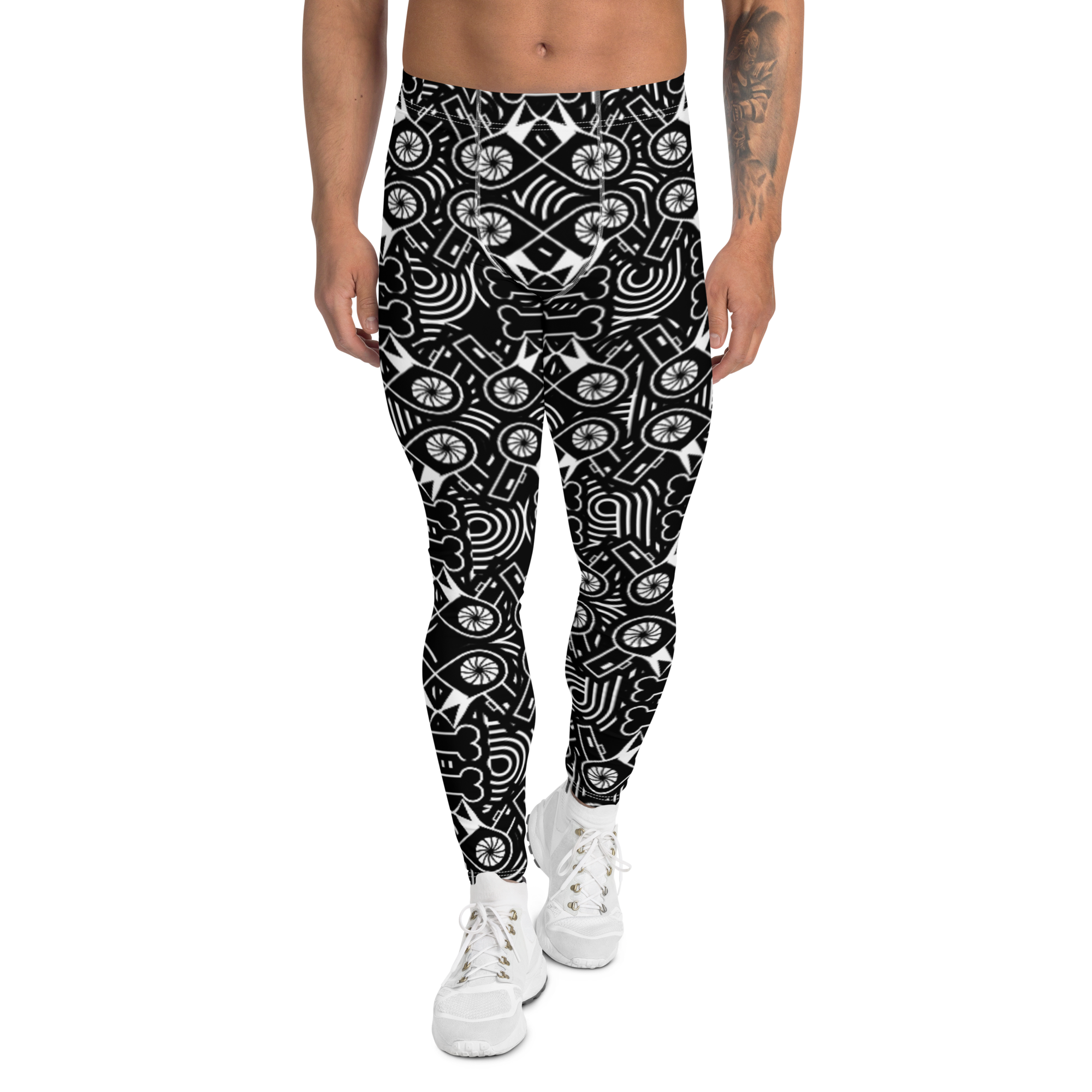 全面プリントメンズレギンス・ドライボウンズノワールモダン【LG013-LGM020】