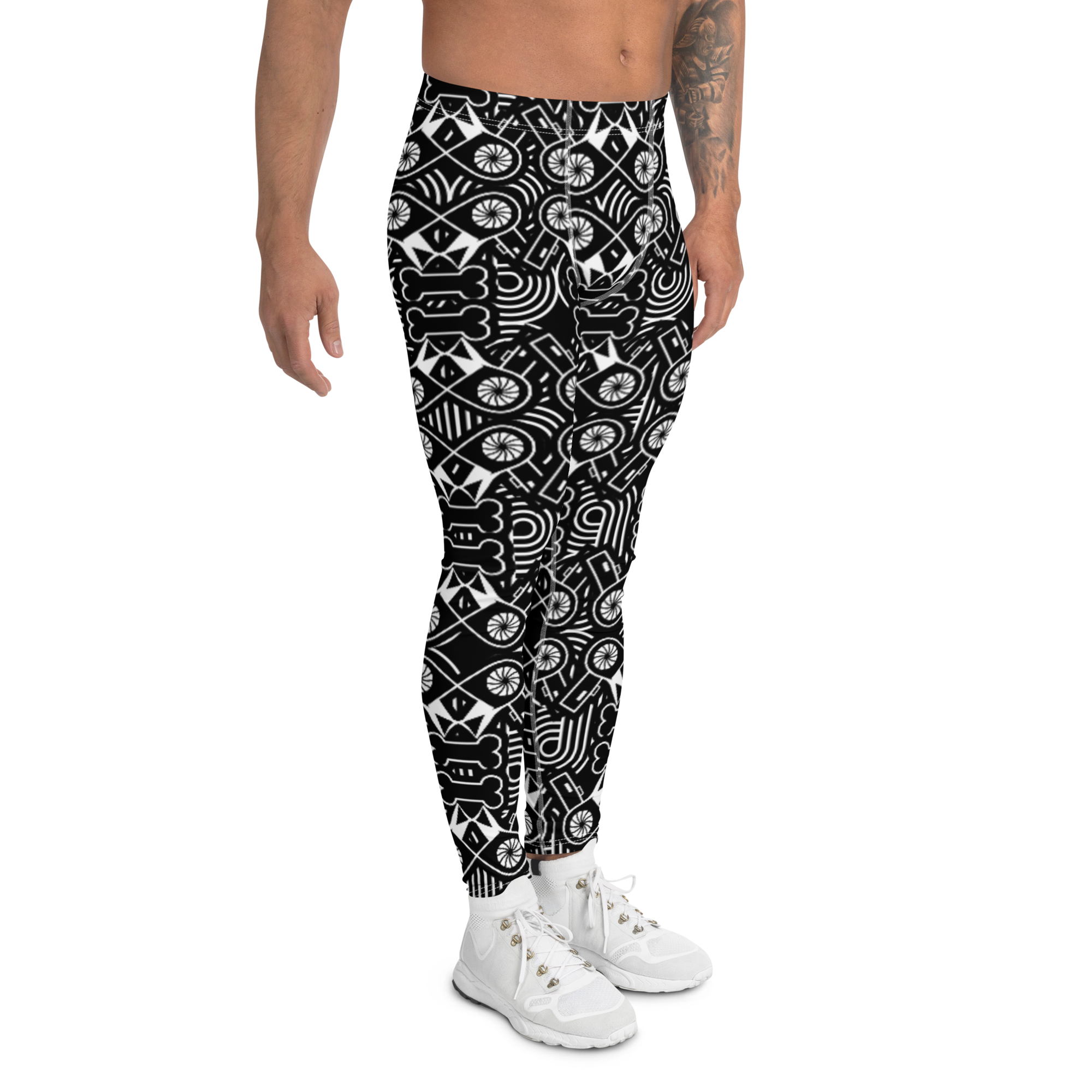 全面プリントメンズレギンス・ドライボウンズノワールモダン【LG013-LGM020】