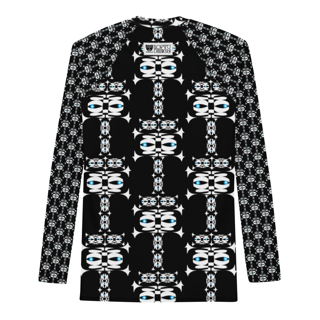 メンズラッシュガード・白イジドール模様黒【CA001- RGM001】