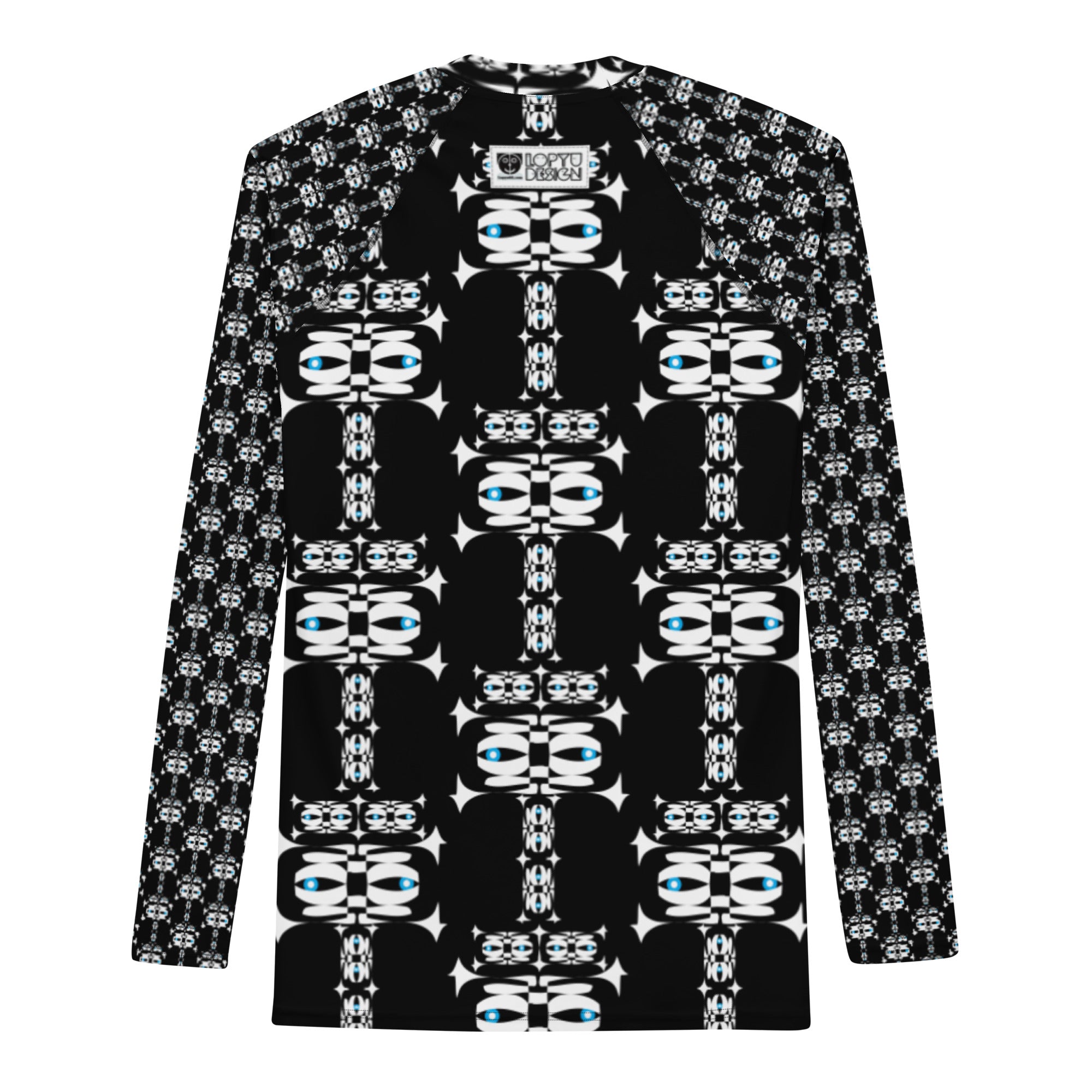 メンズラッシュガード・白イジドール模様黒【CA001- RGM001】