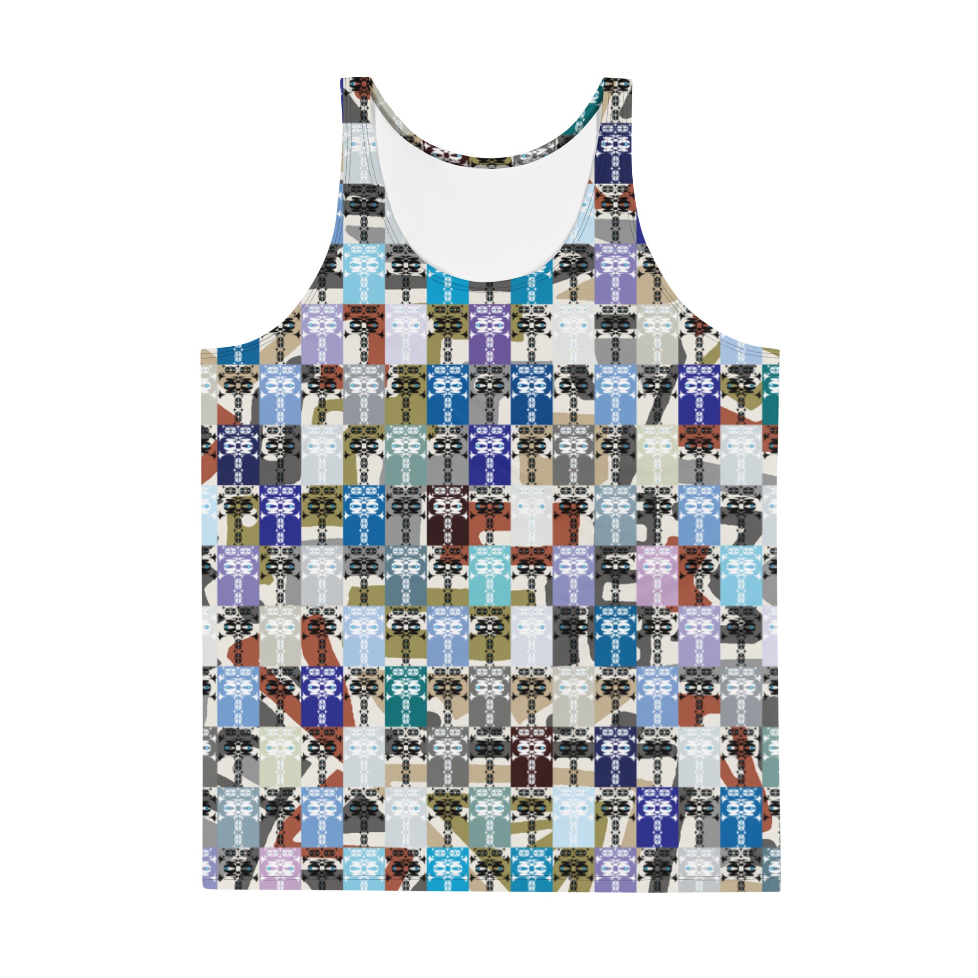 ユニセックスタンクトップ・イジドール格子柄クールモダン【CA001- UTT002】