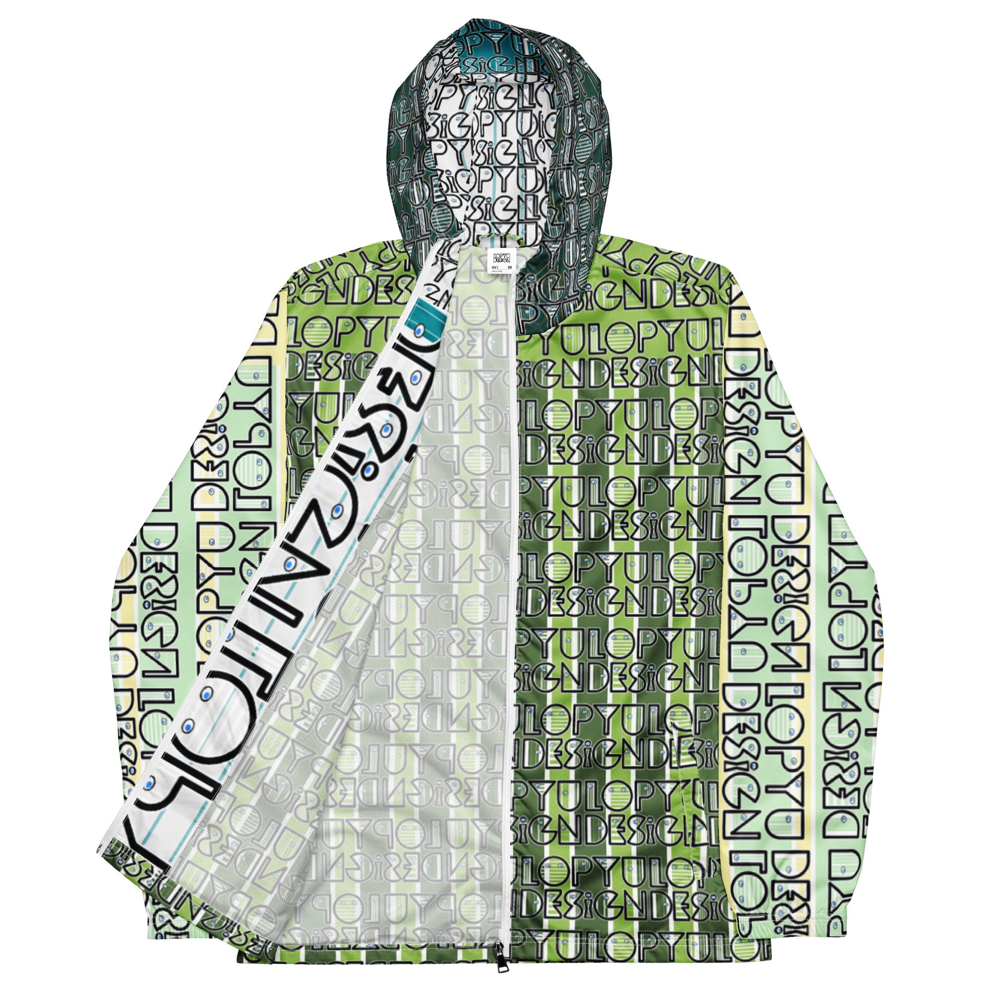 メンズ ウインドブレーカー・LOPYUDESIGNロゴモダングリーンストライプ【LD001-MWB008】
