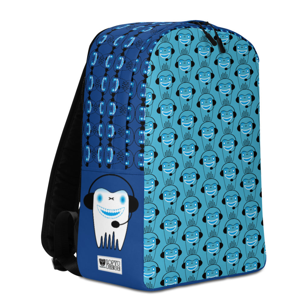 シンプルバックパック・DJトゥースくん模様ブルー【CA034- SBP005】