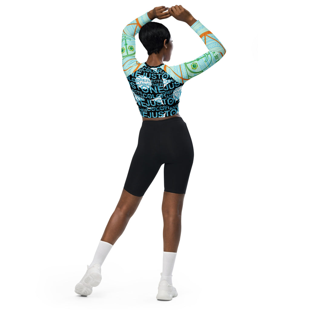 リサイクル素材 長袖クロップトップ・ONE COLOR JUST REFLECTS ANAOTHER/ろぴりちゅあるタイポモダン【LD020- LCT007】