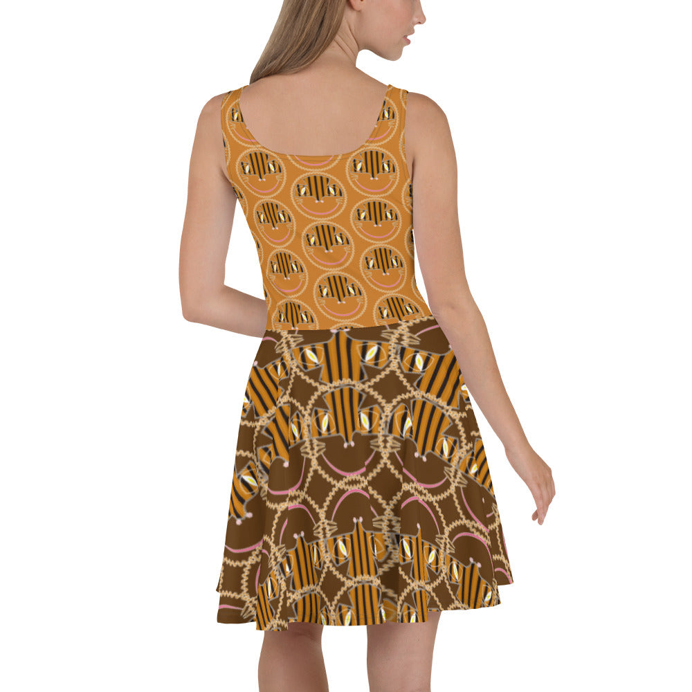 スケーターワンピース・アンガトくん模様茶【CA033- SOP011】