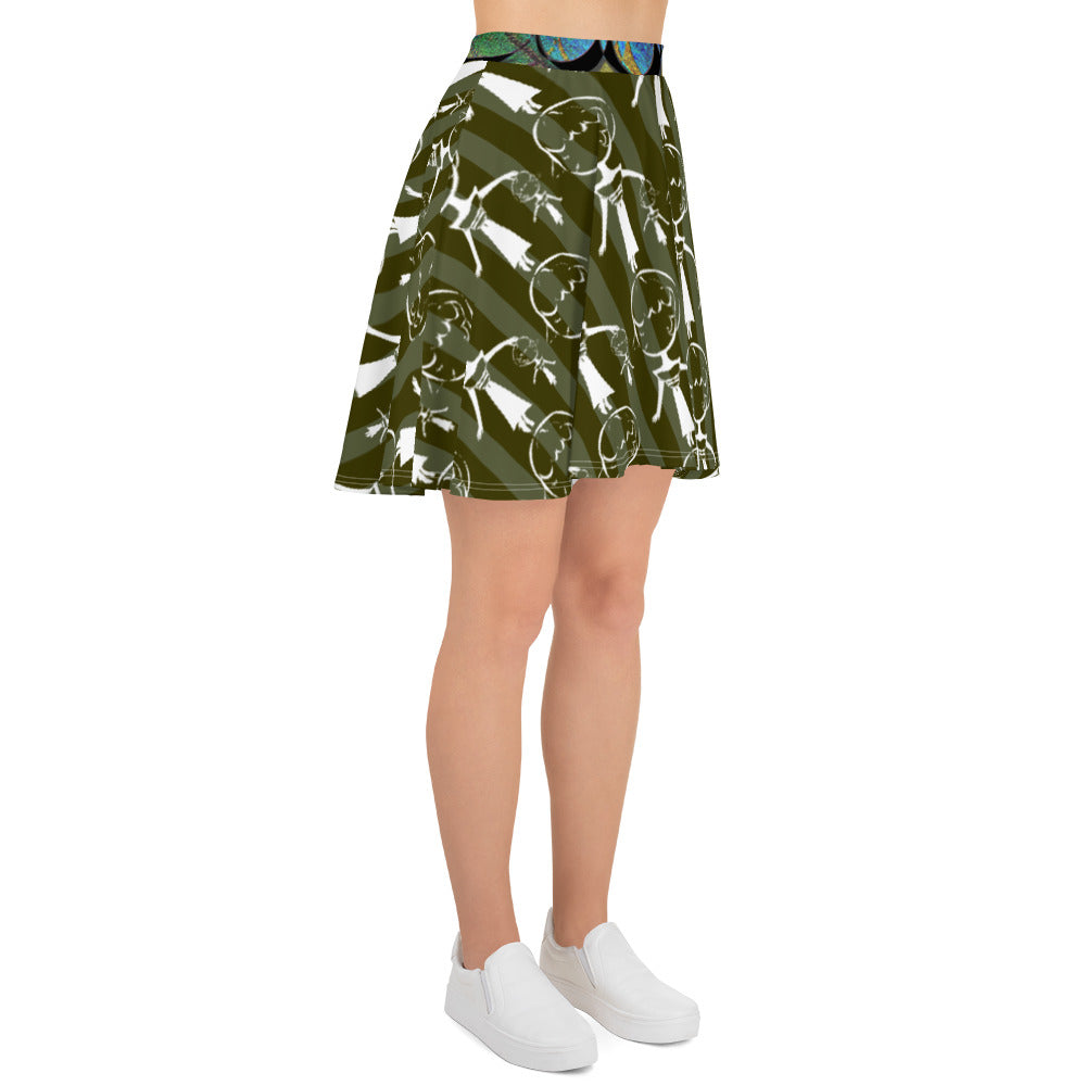 スケータースカート・白マダムペシェーラ模様カーキ【CA015- SSK007】
