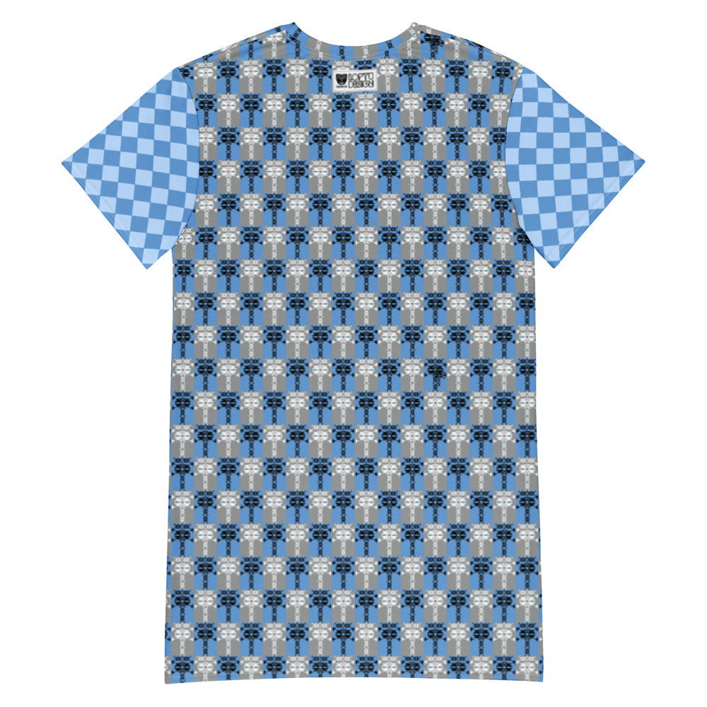 Tシャツワンピース・イジドール格子水色【CA001- TOP001】