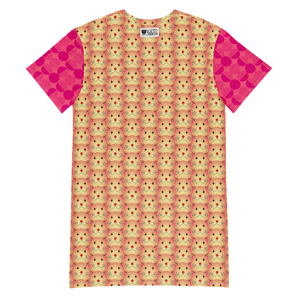 Tシャツワンピース・タマランディ模様ピンク【LG028- TOP016】