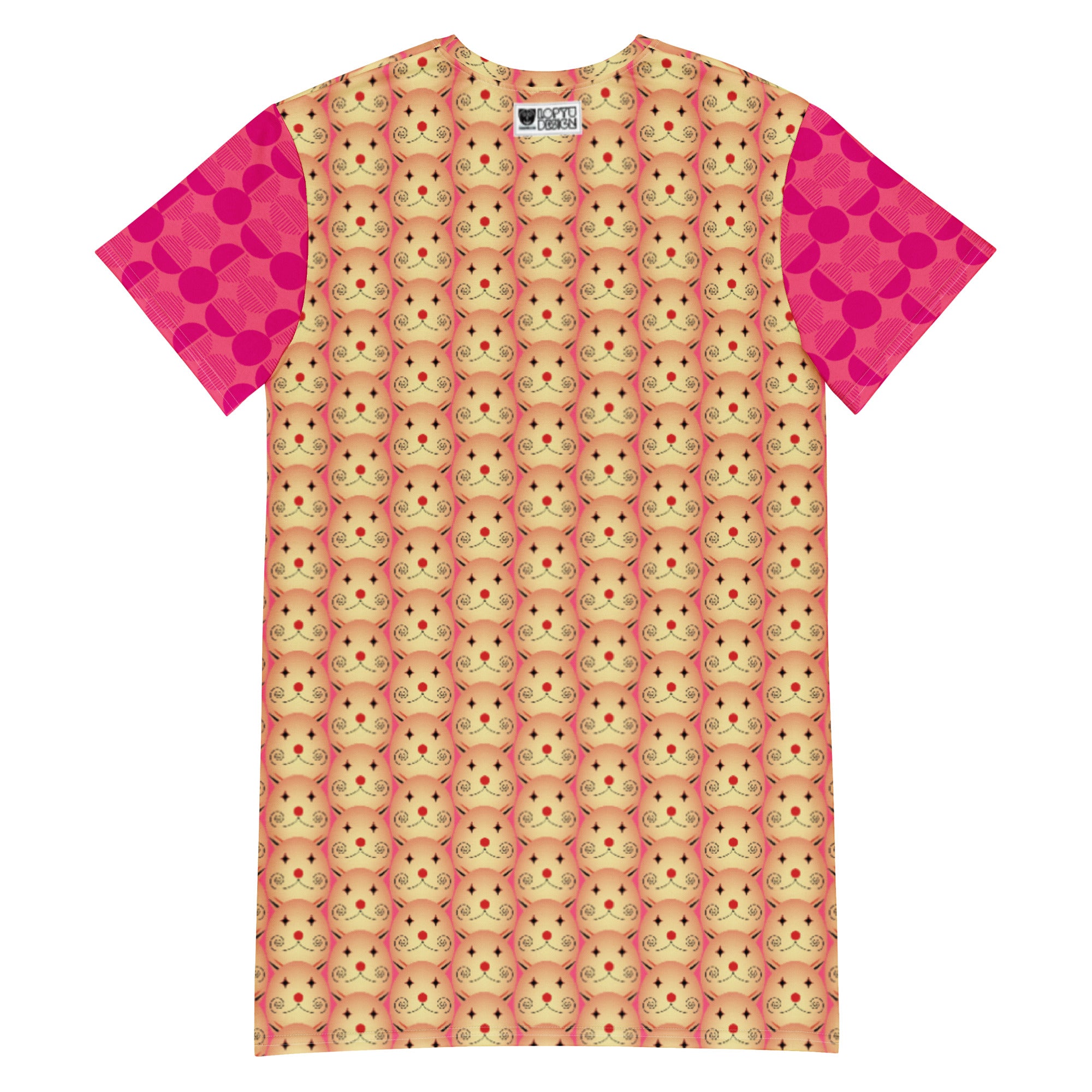 Tシャツワンピース・タマランディ模様ピンク【LG028- TOP016】