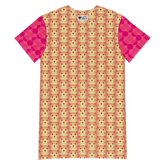 Tシャツワンピース・タマランディ模様ピンク【LG028- TOP016】