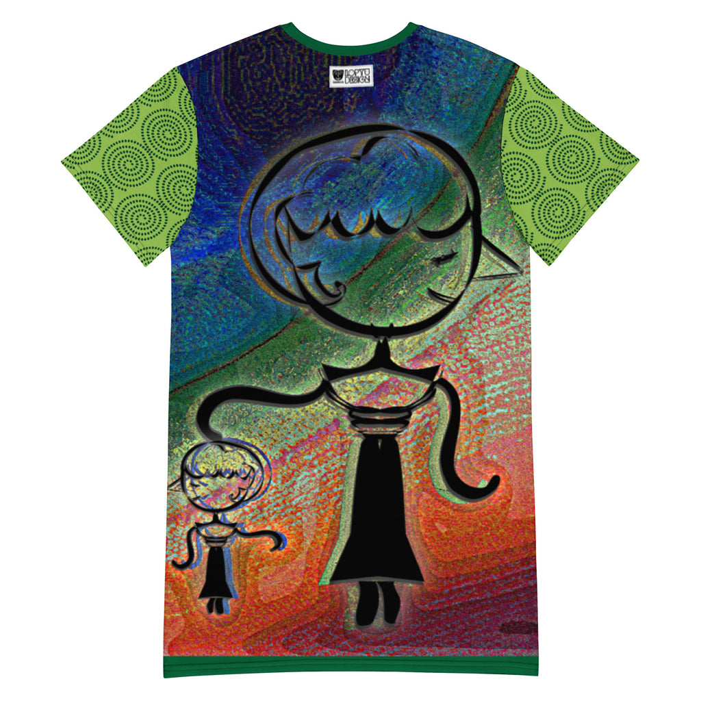 Tシャツワンピース・糸杉マダムペシェーラ黄緑袖【CA015- TOP010】