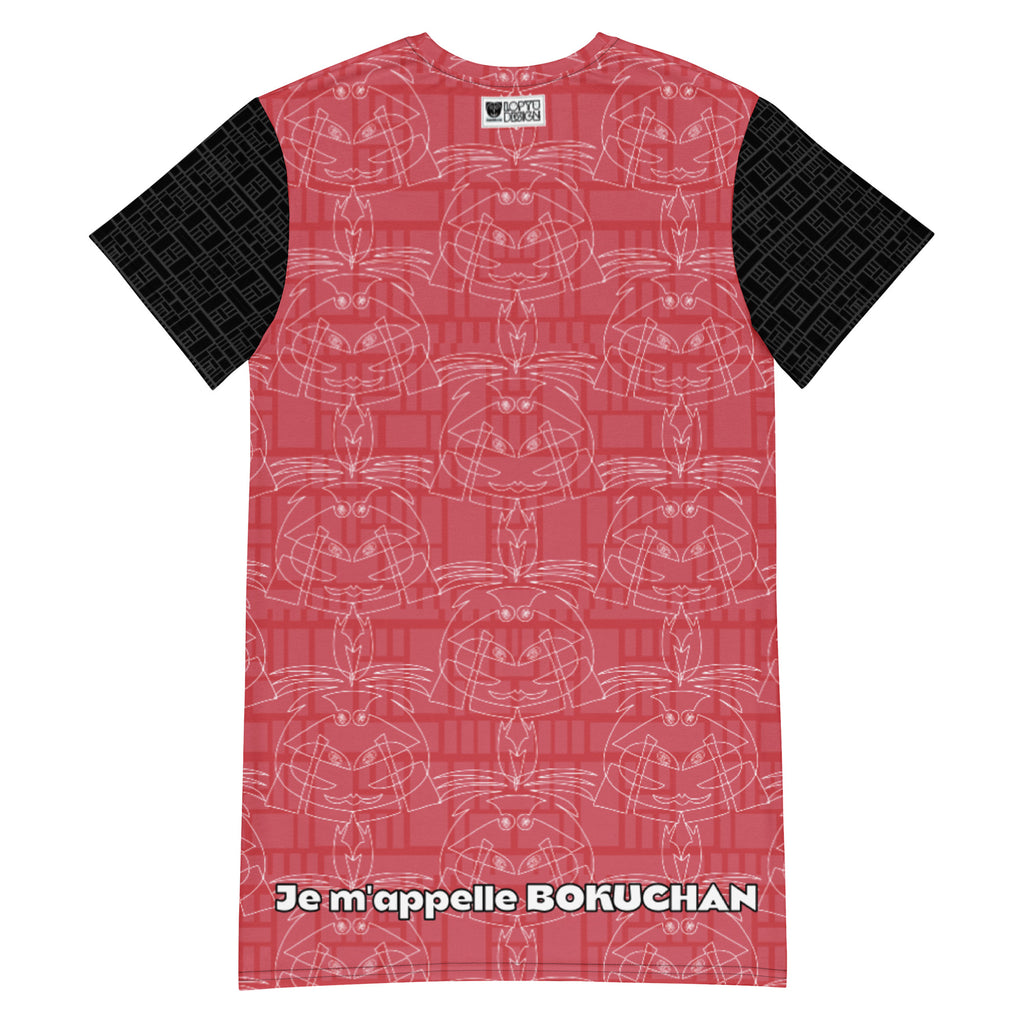 Tシャツワンピース・ボクチャン線画赤【LG003- OPT012】