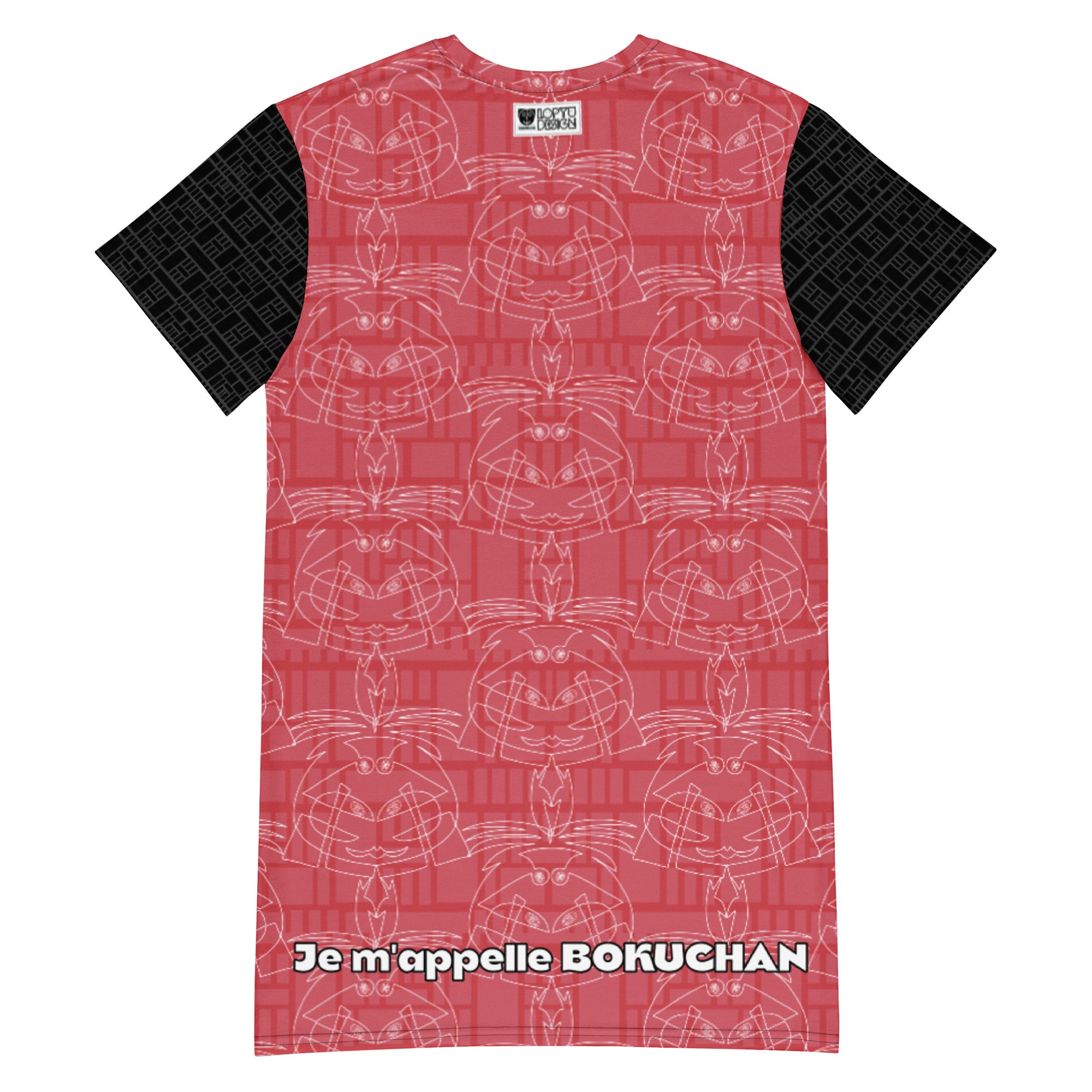 Tシャツワンピース・ボクチャン線画赤【LG003- OPT012】