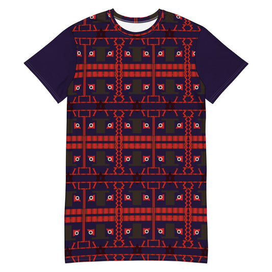 Tシャツワンピース・トートカルチャーロゴ模様紺【LG010- TOP014】