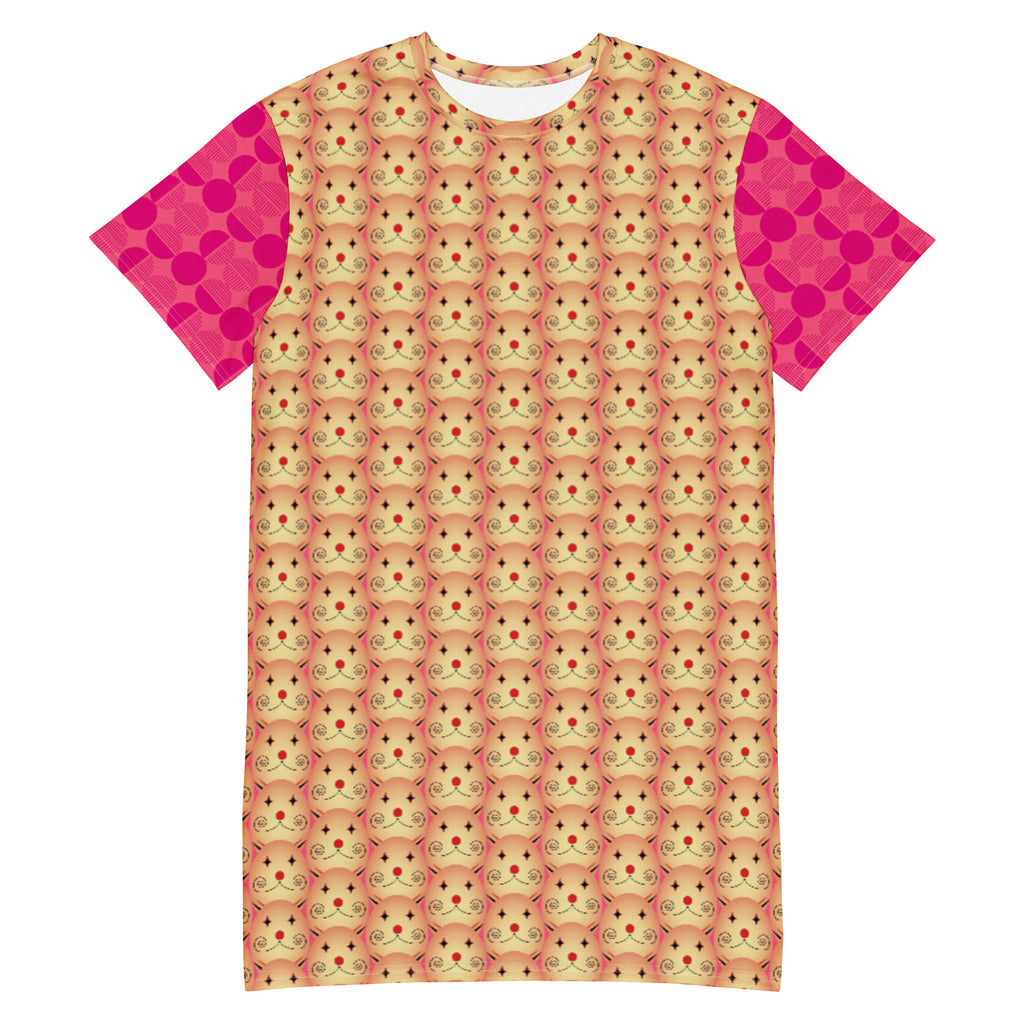 Tシャツワンピース・タマランディ模様ピンク【LG028- TOP016】