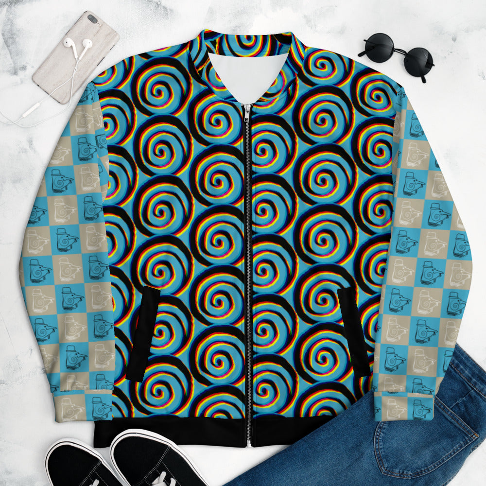 全面プリントユニセックスボンバージャケット・渦巻き【PD003- BJU009】