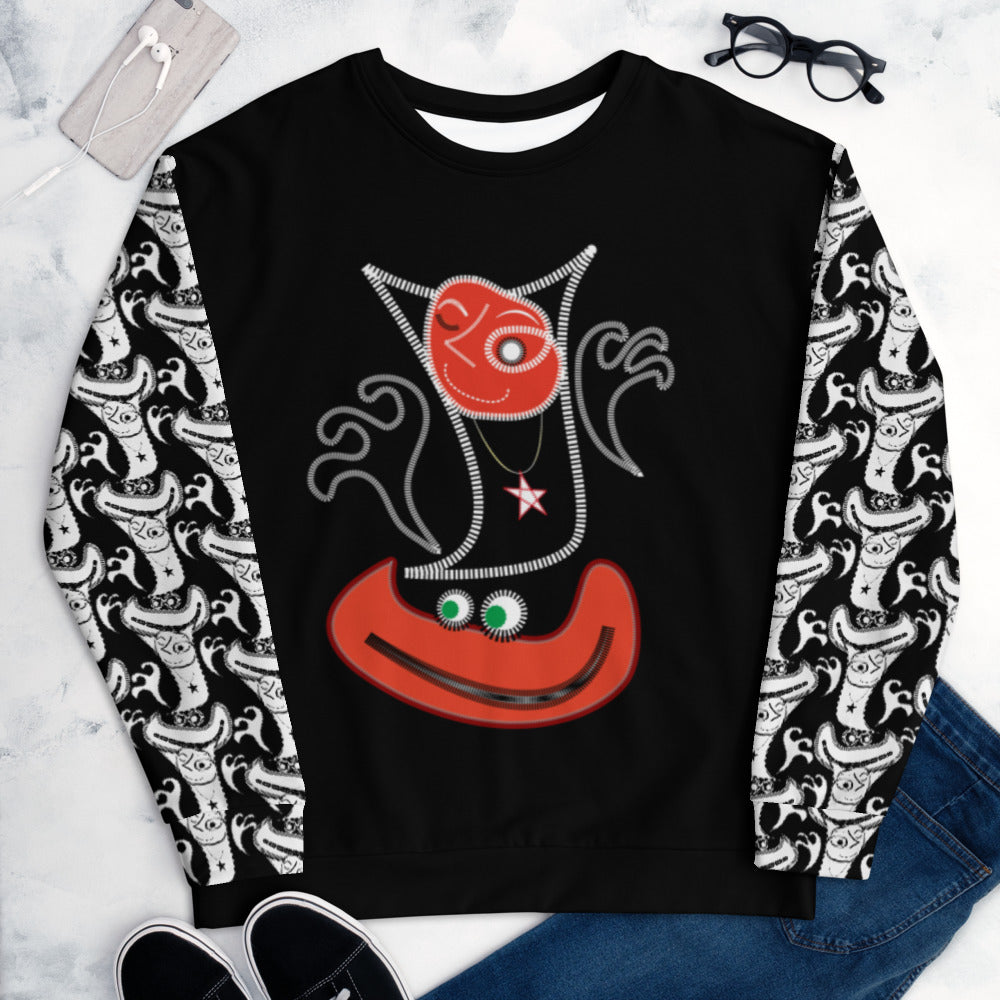 ユニセックススウェット・大王ジェニー（モノクロパターンスリーブ）【CA005- SWU009】