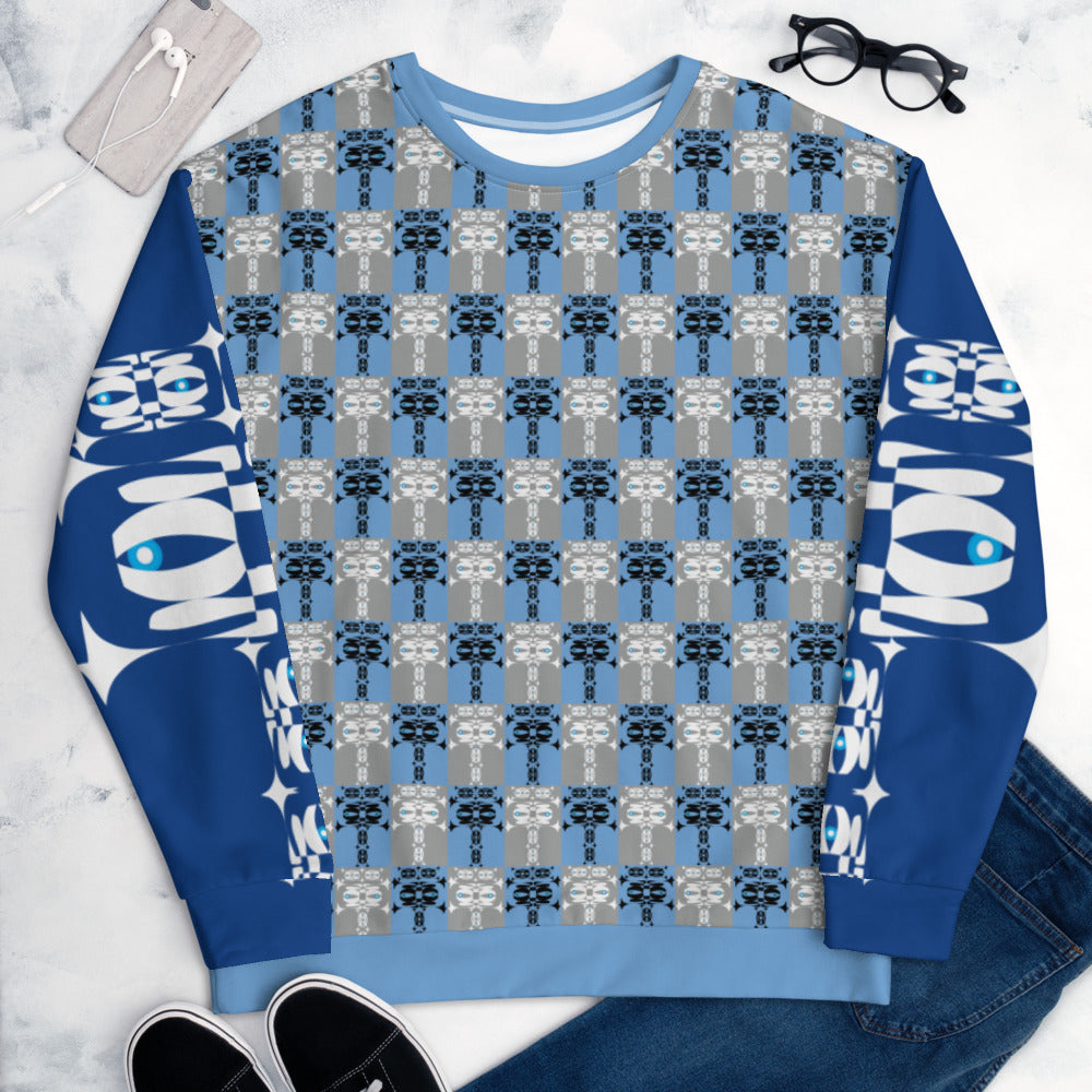 ユニセックススウェット・イジドール格子青【CA001- SWU001】