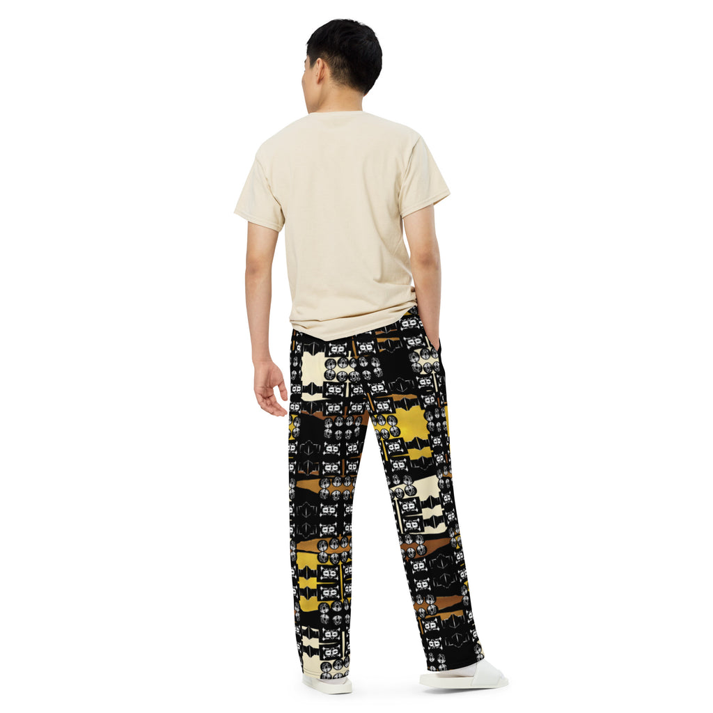 全面プリント ユニセックス ワイドパンツ・きゃらあくたあロゴモダン【LG001- UWP009】