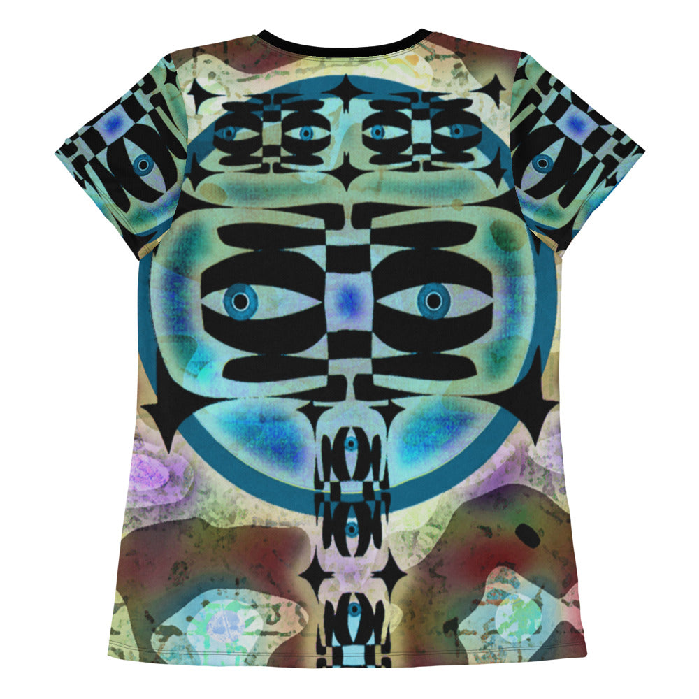 レディース全面プリントアスレチックTシャツ・マーブルイジドール【CA001- TATL008】