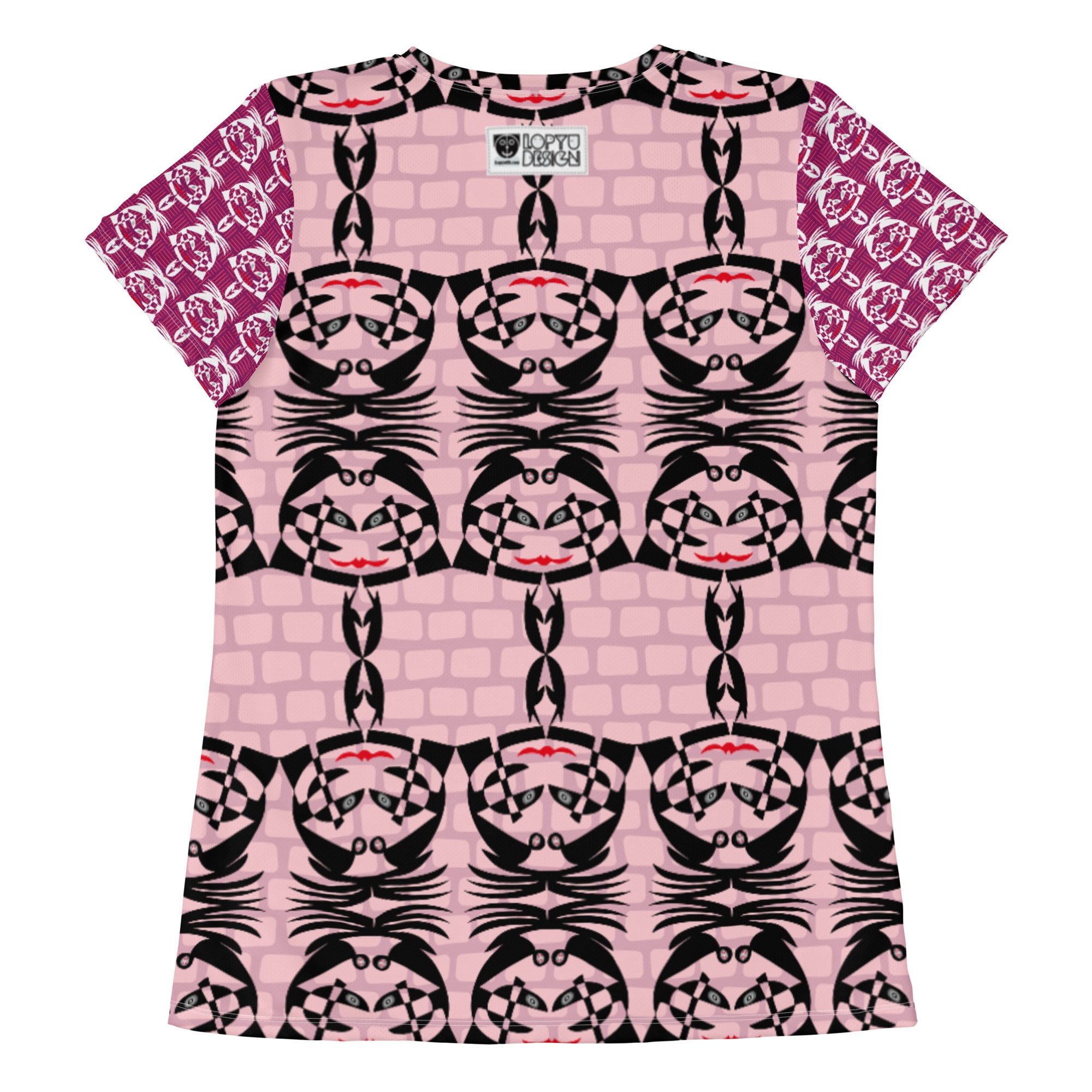 レディース全面プリントアスレチックTシャツ・ボクチャン柄ピンク【CA001- TATL009】