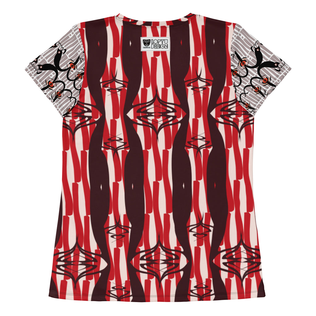 レディース全面プリントアスレチックTシャツ・プルノウツリー柄【CA071- TATL012】