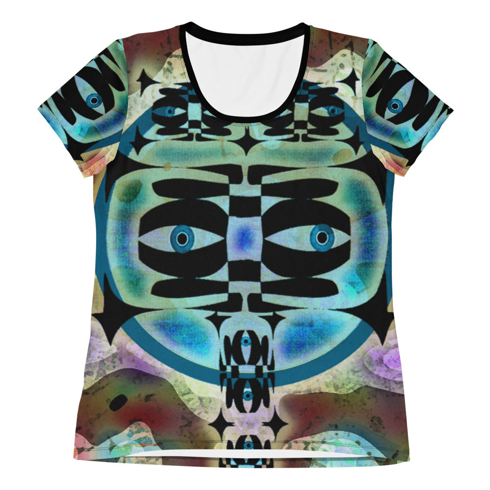 レディース全面プリントアスレチックTシャツ・マーブルイジドール【CA001- TATL008】